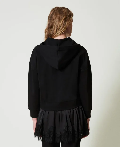 Sweatjacke Mit Satin Und Spitze