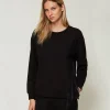 Sweatshirt Mit Plissees Und Spitze