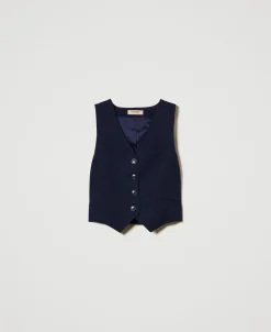 Taillierte Weste Mit Lurex-Nadelstreifen