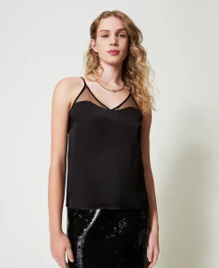 Top Aus Satin Und Tüll