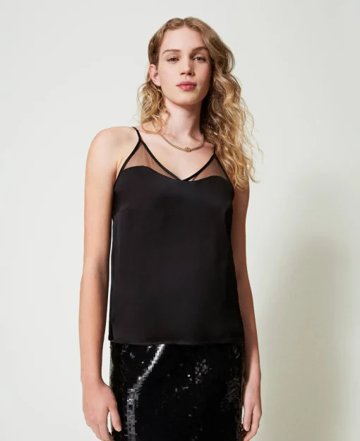 Top Aus Satin Und Tüll