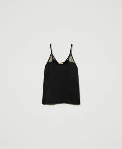 Top Aus Satin Und Tüll