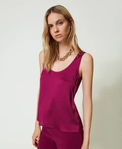 Top Aus Texturiertem Satin