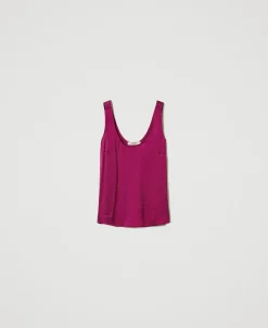 Top Aus Texturiertem Satin