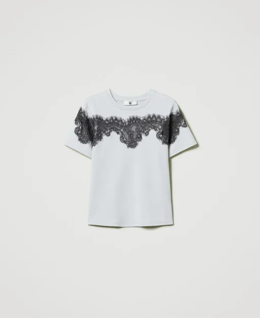 T-Shirt Im Regular-Fit Mit Spitzenintarsie