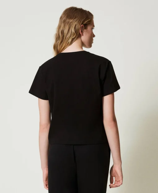 T-Shirt Mit Herzförmiger Schließe
