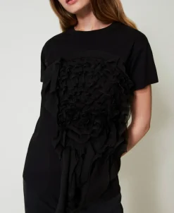 T-Shirt Mit Kreponvolant