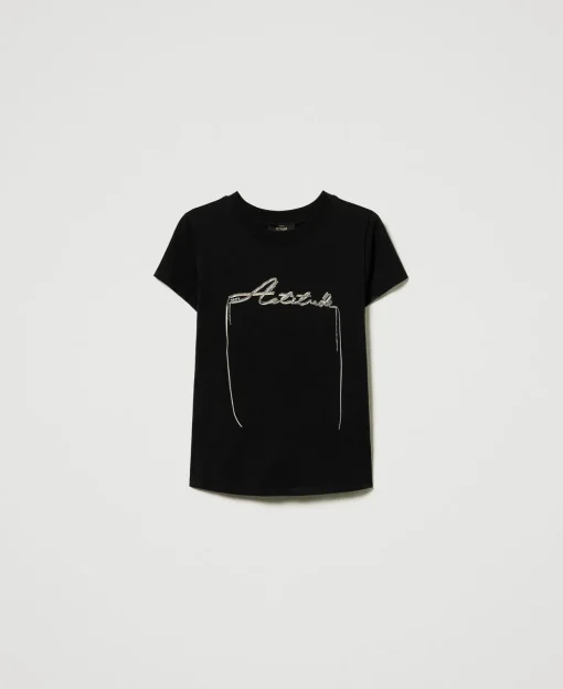 T-Shirt Mit Logo Und Strass