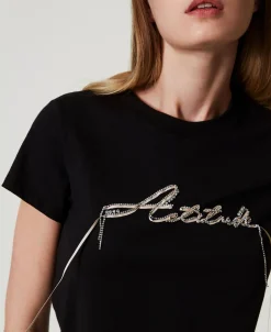 T-Shirt Mit Logo Und Strass