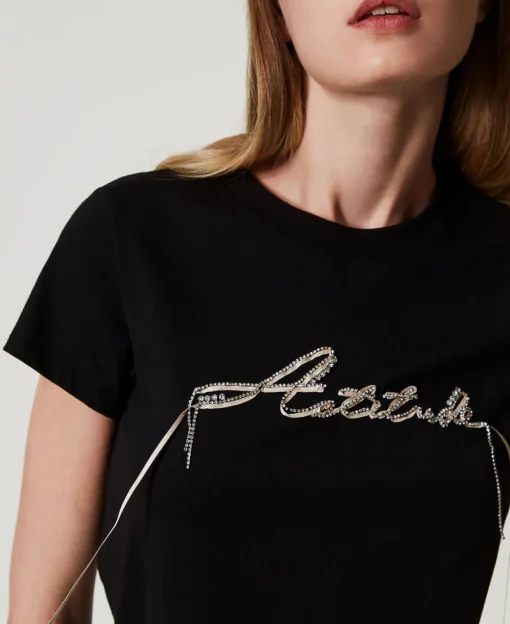 T-Shirt Mit Logo Und Strass