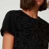 T-Shirt Mit Organza-Stickerei
