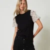 T-Shirt Mit Ärmeln Aus Krepon