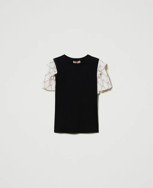T-Shirt Mit Ärmeln Aus Krepon