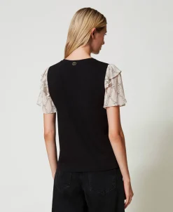 T-Shirt Mit Ärmeln Aus Krepon