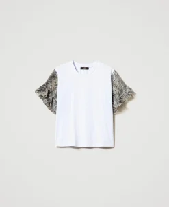 T-Shirt Mit Schlangenprint An Den Ärmeln