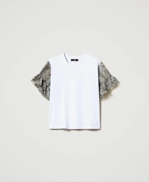 T-Shirt Mit Schlangenprint An Den Ärmeln