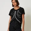 T-Shirt Mit Stickereien Und Perlen