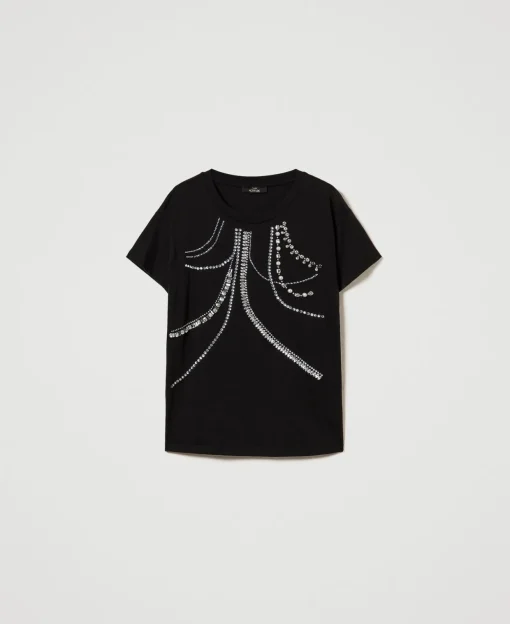 T-Shirt Mit Stickereien Und Perlen