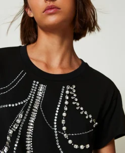 T-Shirt Mit Stickereien Und Perlen