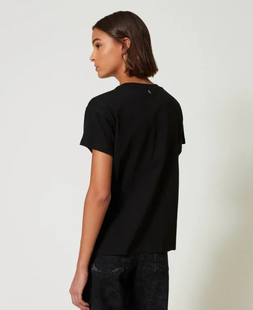T-Shirt Mit Stickereien Und Perlen