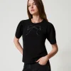 T-Shirt Mit Stickschleife