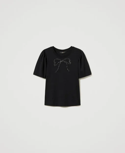 T-Shirt Mit Stickschleife