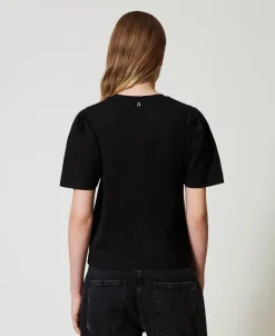 T-Shirt Mit Stickschleife
