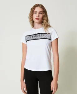 T-Shirt Mit Tüllvolant Und Aufgesticktem Logo