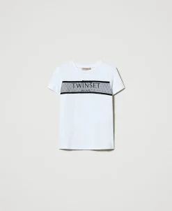 T-Shirt Mit Tüllvolant Und Aufgesticktem Logo