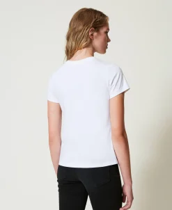 T-Shirt Mit Tüllvolant Und Aufgesticktem Logo