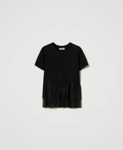 T-Shirt Mit Tüllvolants