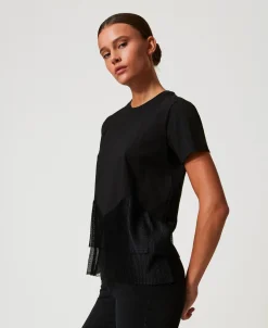 T-Shirt Mit Tüllvolants