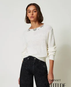 Von Hand Bestickter Pullover