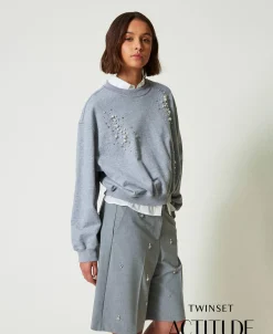 Von Hand Besticktes Kasten-Sweatshirt