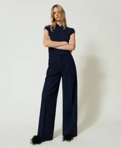 Wide-Leg-Hose Mit Lurex-Nadelstreifen