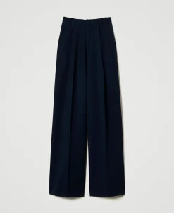 Wide-Leg-Hose Mit Lurex-Nadelstreifen