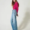 Wide-Leg-Jeans Mit Teilungsnähten