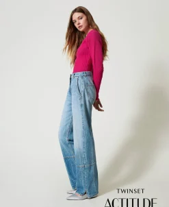 Wide-Leg-Jeans Mit Teilungsnähten