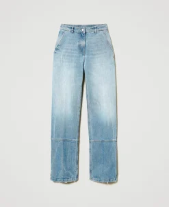 Wide-Leg-Jeans Mit Teilungsnähten