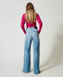 Wide-Leg-Jeans Mit Teilungsnähten