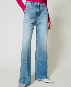 Wide-Leg-Jeans Mit Teilungsnähten