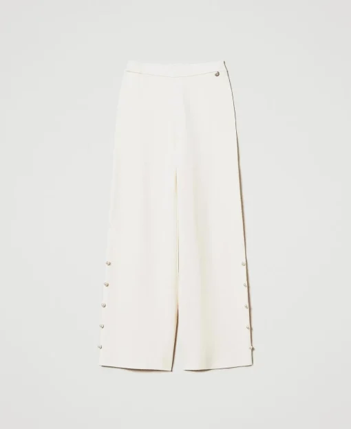 Wide-Leg-Strickhose Mit Perlen