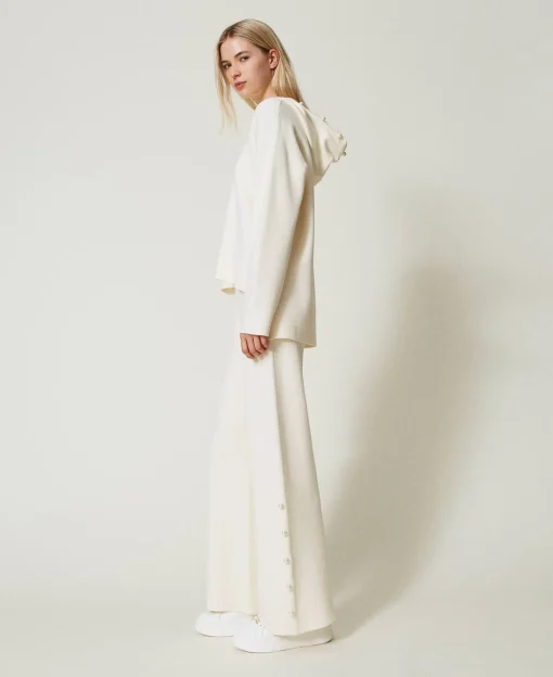 Wide-Leg-Strickhose Mit Perlen