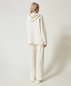 Wide-Leg-Strickhose Mit Perlen