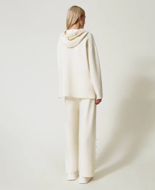 Wide-Leg-Strickhose Mit Perlen