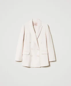 Zweireihige Jacke Aus Zweilagigem Wollmischtuch