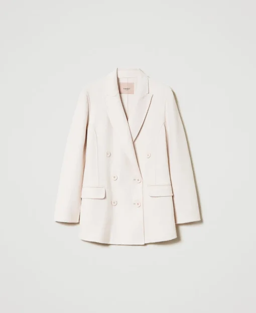 Zweireihige Jacke Aus Zweilagigem Wollmischtuch