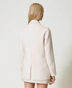 Zweireihige Jacke Aus Zweilagigem Wollmischtuch