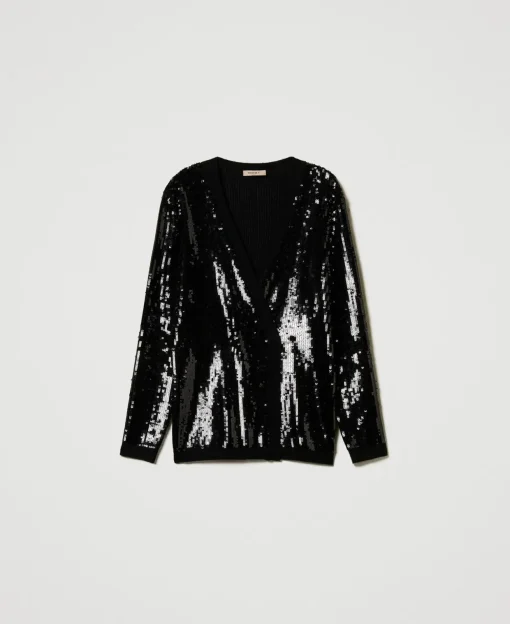 Zweireihiger Cardigan Mit Alloverpailletten